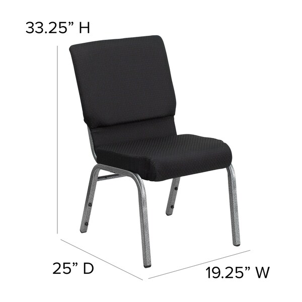 Flash Furniture Stacking Chair, Black Seat, Black Back, 19 1/4 in W 25 in L 33 1/4 in H, Armless, Fabric Seat - FD-CH02185-SV-JP02-GG