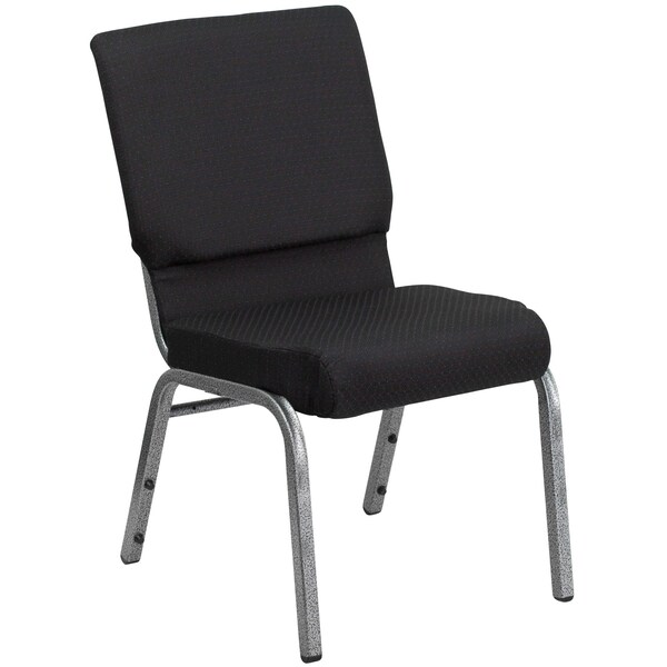Flash Furniture Stacking Chair, Black Seat, Black Back, 19 1/4 in W 25 in L 33 1/4 in H, Armless, Fabric Seat - FD-CH02185-SV-JP02-GG