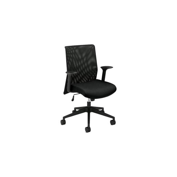 Hon Basyx Task Chair Chair, Hi-Back, Mesh Fab, Black, Fixed Arms, Mesh, Black - VL702MM10