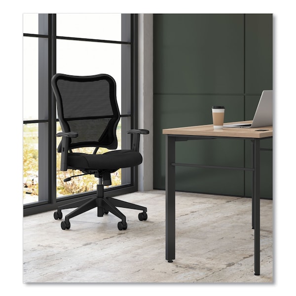 Hon Basyx Task Chair Chair, Hi-Back, Mesh Fab, Black, Fixed Arms, Mesh, Black - VL702MM10