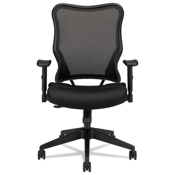 Hon Basyx Task Chair Chair, Hi-Back, Mesh Fab, Black, Fixed Arms, Mesh, Black - VL702MM10