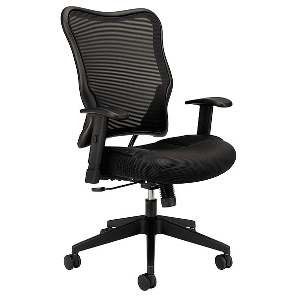 Hon Basyx Task Chair Chair, Hi-Back, Mesh Fab, Black, Fixed Arms, Mesh, Black - VL702MM10
