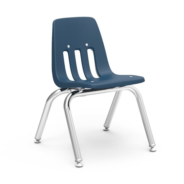 Virco 9000 Series 12" Classroom Chair, Preschool - 1st Grade with Nylon Glides - Navy Seat - 9012