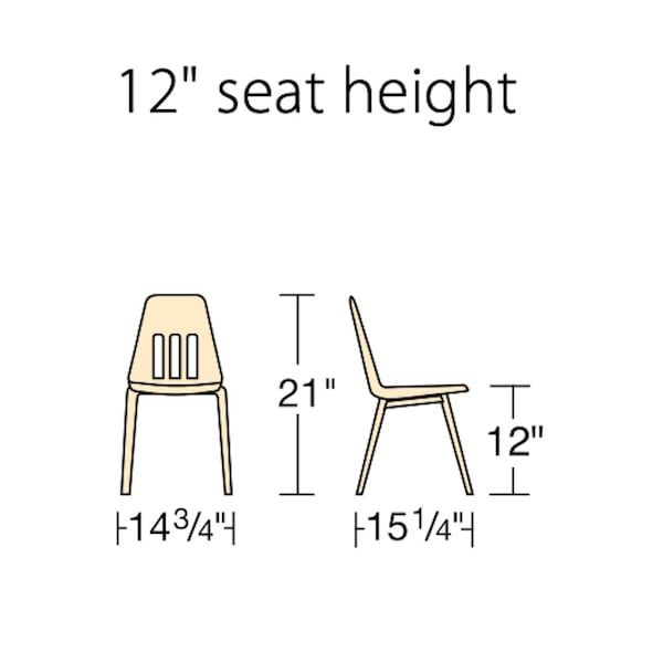 Virco 9000 Series 12" Classroom Chair, Preschool - 1st Grade with Nylon Glides - Navy Seat - 9012