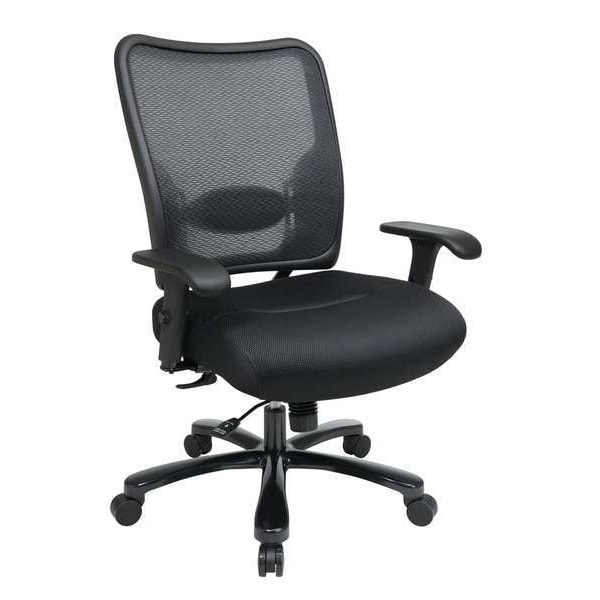 Office Star Big and Tall Chair Desk Chair, Adjustable Arms, 19-7/8" to 22-5/8" Height, Mesh, Black - 75-37A773