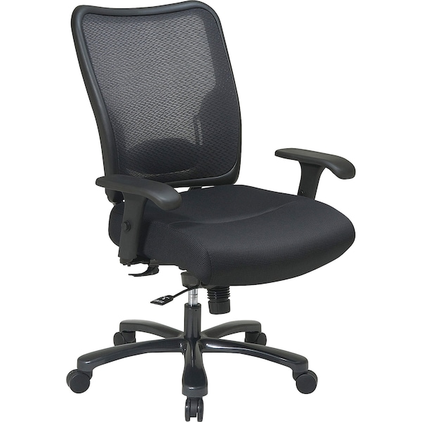 Office Star Big and Tall Chair Desk Chair, Adjustable Arms, 19-7/8" to 22-5/8" Height, Mesh, Black - 75-37A773