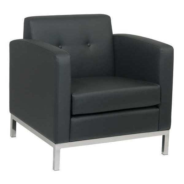 Office Star Collection: Wall Street Arm Chair, Black Seat, Black Back, 30 1/2" W 28" L 31" H, Fixed - WST51A-B18