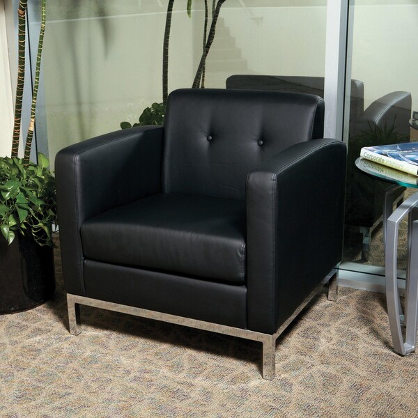 Office Star Collection: Wall Street Arm Chair, Black Seat, Black Back, 30 1/2" W 28" L 31" H, Fixed - WST51A-B18