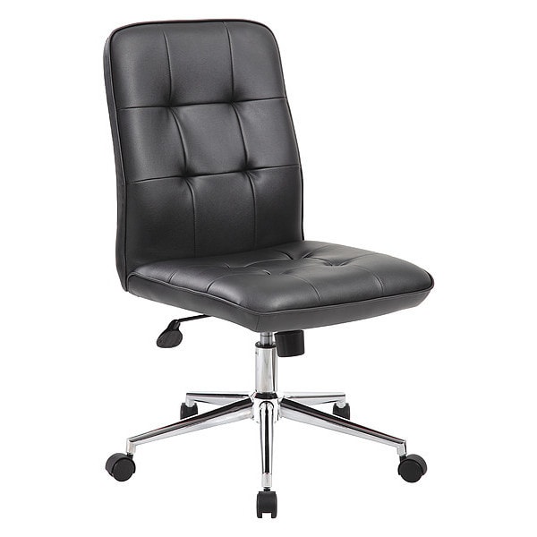Boss Office Chair Millennial Modern Home Office Chair, Armless, Vinyl, Black - B330-BK