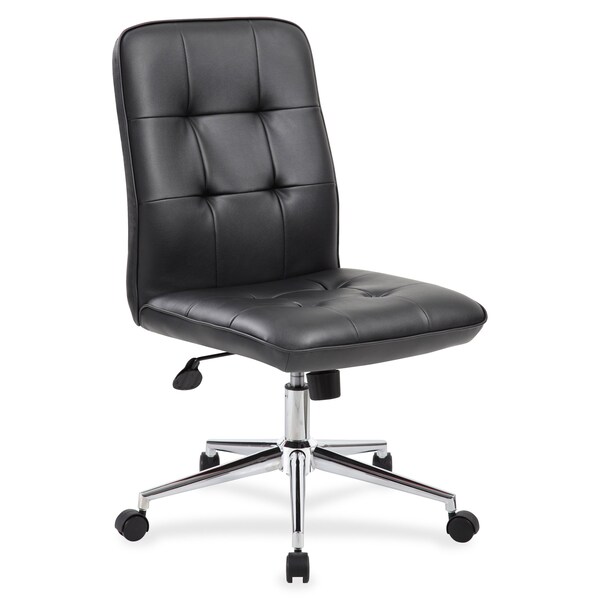 Boss Office Chair Millennial Modern Home Office Chair, Armless, Vinyl, Black - B330-BK