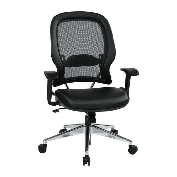Office Star Executive Chair Desk Chair, 18-1/4" to 22-3/4" Height, Leather, Black - 335-E37P918P
