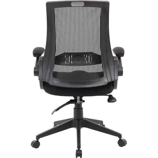 Boss Task Chair, Black Back, 27 in W 27" L 44" H, Flip, Mesh Seat - B6776-BK