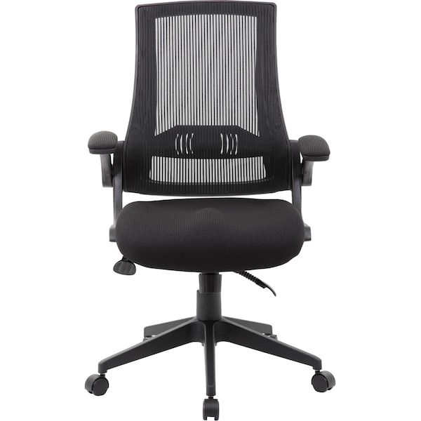 Boss Task Chair, Black Back, 27 in W 27" L 44" H, Flip, Mesh Seat - B6776-BK