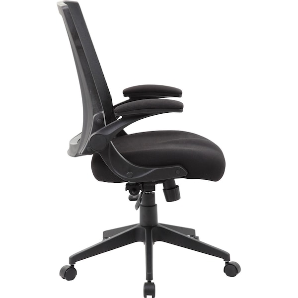 Boss Task Chair, Black Back, 27 in W 27" L 44" H, Flip, Mesh Seat - B6776-BK