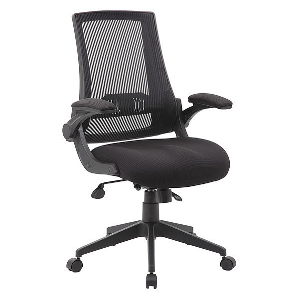 Boss Task Chair, Black Back, 27 in W 27" L 44" H, Flip, Mesh Seat - B6776-BK