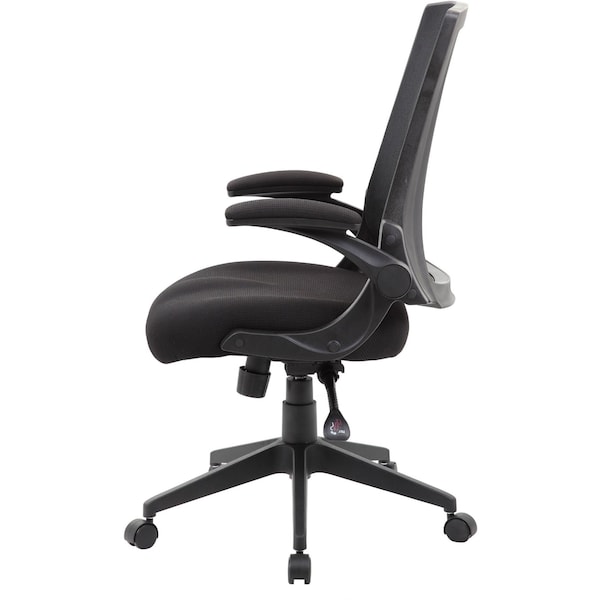 Boss Task Chair, Black Back, 27 in W 27" L 44" H, Flip, Mesh Seat - B6776-BK