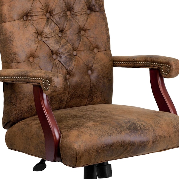 Flash Furniture Executive Chair Brown High Back Exec Chair, Fixed Arms, 19-1/2" to 23" Height - 802-BRN-GG