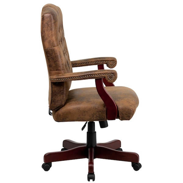 Flash Furniture Executive Chair Brown High Back Exec Chair, Fixed Arms, 19-1/2" to 23" Height - 802-BRN-GG