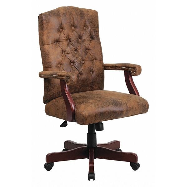 Flash Furniture Executive Chair Brown High Back Exec Chair, Fixed Arms, 19-1/2" to 23" Height - 802-BRN-GG