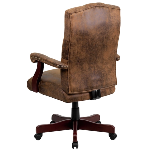 Flash Furniture Executive Chair Brown High Back Exec Chair, Fixed Arms, 19-1/2" to 23" Height - 802-BRN-GG