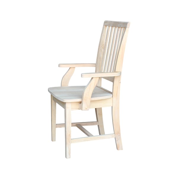 International Concepts Mission Side Chair with Arms, Unfinished Seat, Wood Back, 22 in W 21.3 in L 39.2 in H, Wood Seat - 265A