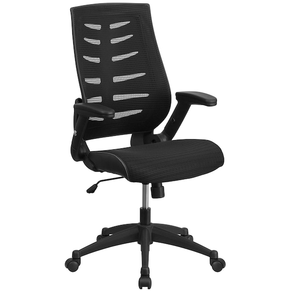 Flash Furniture Contemporary Chair Adjustable Arms, 17-1/2" to 21-1/2" Height, Mesh, Black - BL-ZP-809-BK-GG