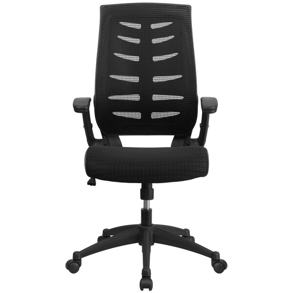 Flash Furniture Contemporary Chair Adjustable Arms, 17-1/2" to 21-1/2" Height, Mesh, Black - BL-ZP-809-BK-GG