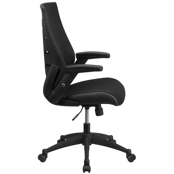 Flash Furniture Contemporary Chair Adjustable Arms, 17-1/2" to 21-1/2" Height, Mesh, Black - BL-ZP-809-BK-GG