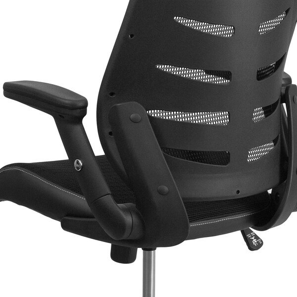 Flash Furniture Contemporary Chair Adjustable Arms, 17-1/2" to 21-1/2" Height, Mesh, Black - BL-ZP-809-BK-GG