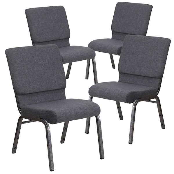 Flash Furniture Dark Gray Fabric Church Chair - 4-FD-CH02185-SV-DKGY-GG