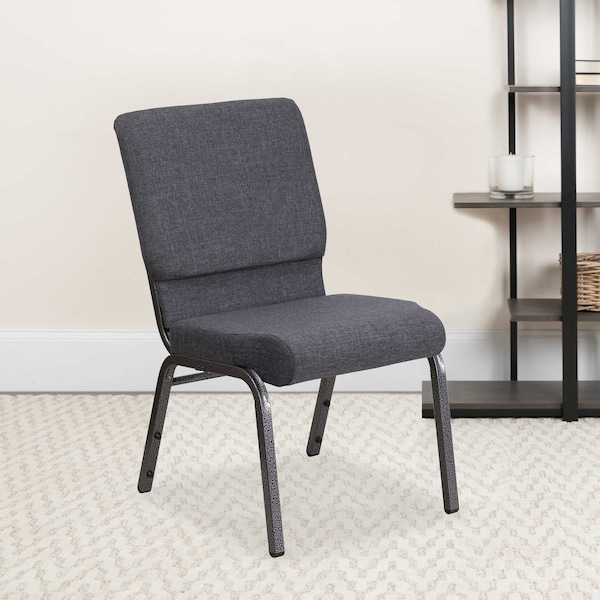 Flash Furniture Dark Gray Fabric Church Chair - 4-FD-CH02185-SV-DKGY-GG