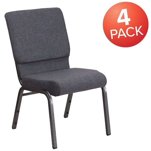 Flash Furniture Dark Gray Fabric Church Chair - 4-FD-CH02185-SV-DKGY-GG