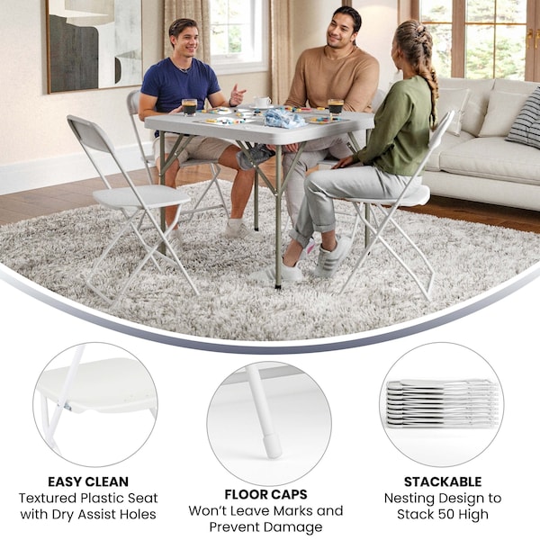 Flash Furniture Folding Chair -White Plastic - Event Chair - LE-L-3-WHITE-GG