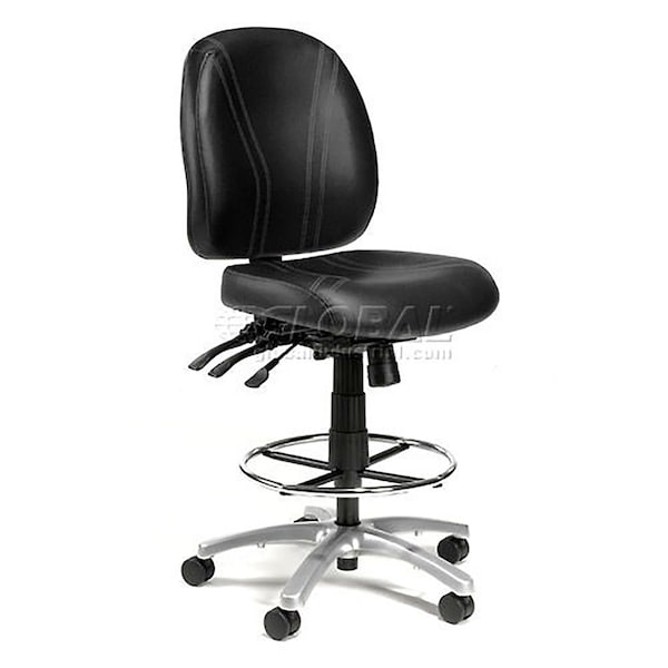 Global Industrial 24/7 Anti-bacterial 8 Way Adjustable Vinyl Stool - Black - 250685BK