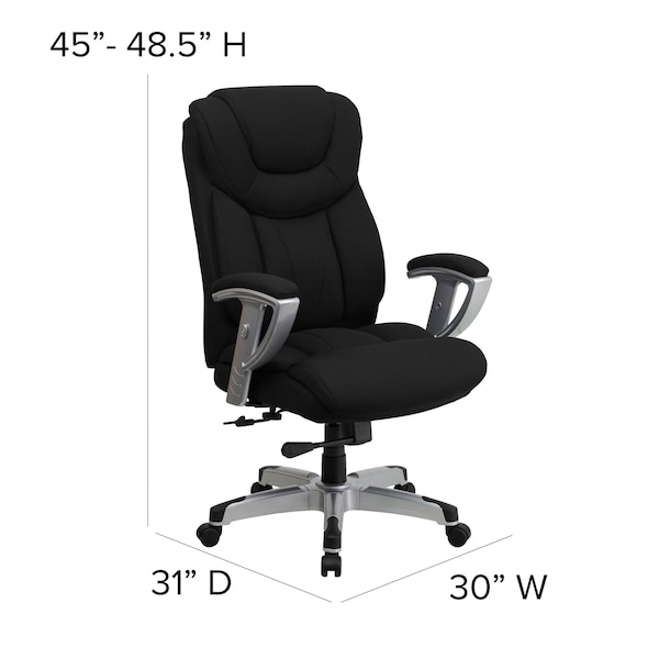 Flash Furniture Hercules Office Chair, Black Back, 30 in W 31" L 48-1/2" H, Height and Width Adjustable Padded - GO-1534-BK-FAB-GG