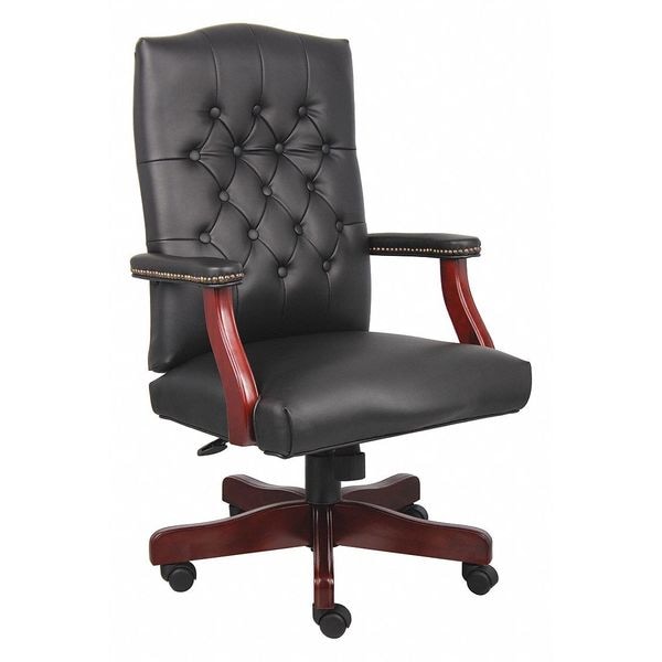 Boss Executive Chair, Wood Base, Overall 47" H - B905-BK