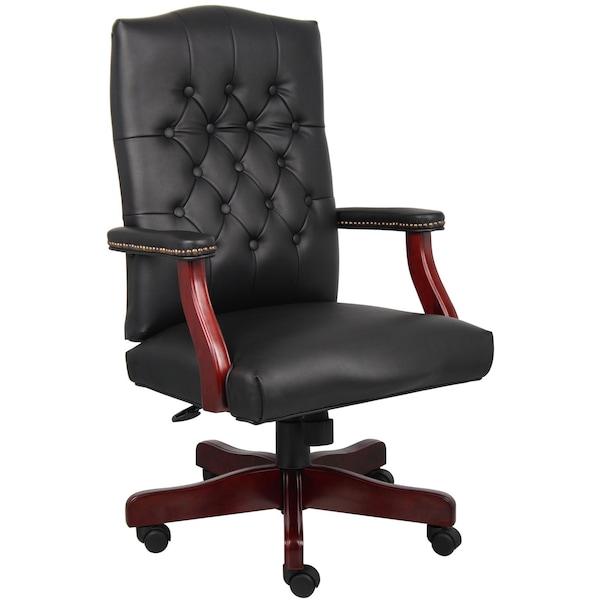 Boss Executive Chair, Wood Base, Overall 47" H - B905-BK