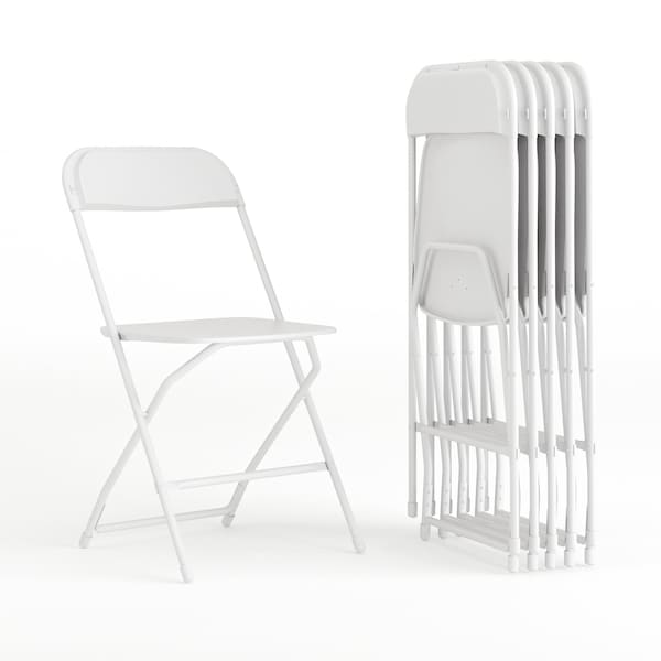 Flash Furniture Hercules Series Plastic Folding Chair White - 6 Pack 650LB Weight Capacity Comfortable Event Chair-Lightweight Folding Chair - 6-LE-L-3-WHITE-GG