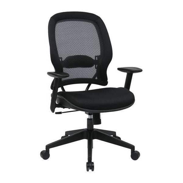 Office Star Managerial Chair Desk Chair, Adjustable Arms, 23-1/4" Height, Fabric, Black - 5540