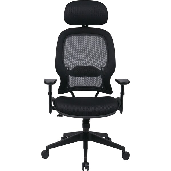 Office Star Managerial Chair Desk Chair, Adjustable Arms, 23-1/4" Height, Fabric, Black - 5540