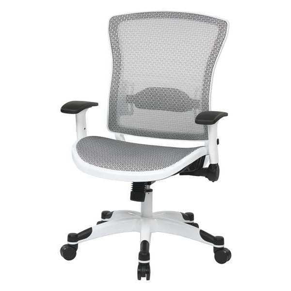 Office Star Managerial Chair Desk Chair, Adjustable Arms, 18-3/4" to 23" Height, Mesh, White - 317W-W11C1F2W