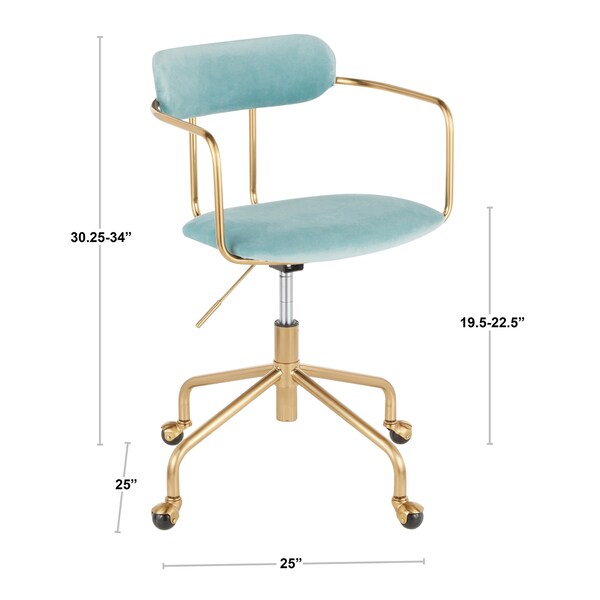 Lumisource Demi Office Chair in Gold Metal and Light Blue Velvet - OC-DEMI AUVLBU