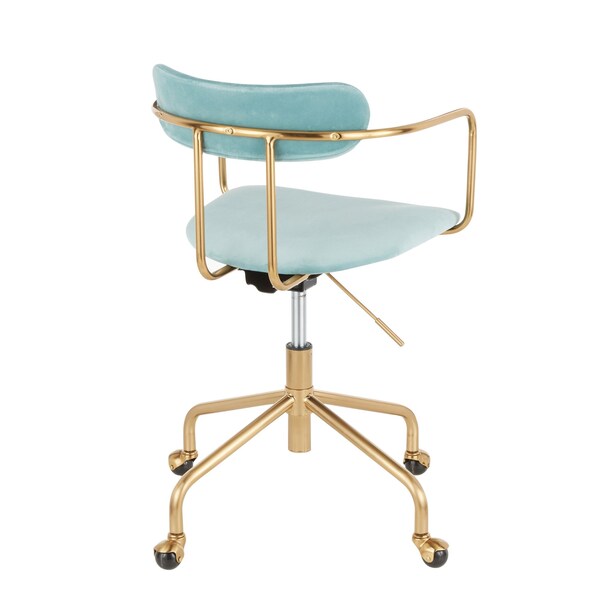 Lumisource Demi Office Chair in Gold Metal and Light Blue Velvet - OC-DEMI AUVLBU