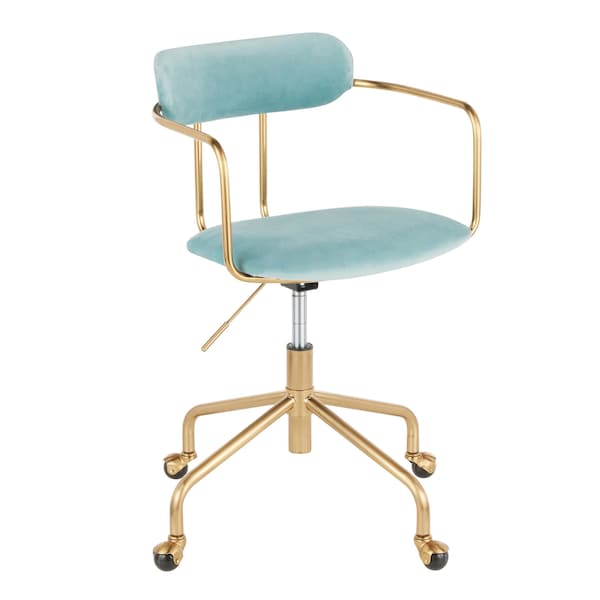 Lumisource Demi Office Chair in Gold Metal and Light Blue Velvet - OC-DEMI AUVLBU