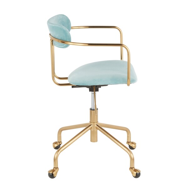 Lumisource Demi Office Chair in Gold Metal and Light Blue Velvet - OC-DEMI AUVLBU