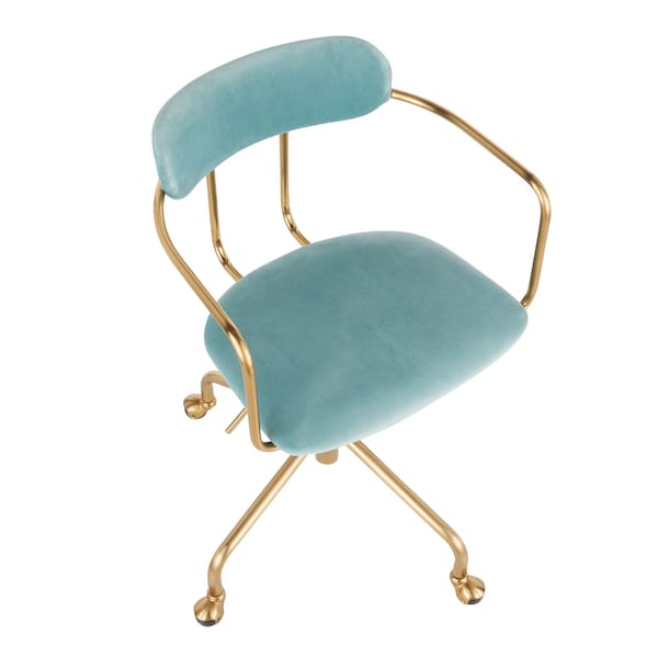 Lumisource Demi Office Chair in Gold Metal and Light Blue Velvet - OC-DEMI AUVLBU