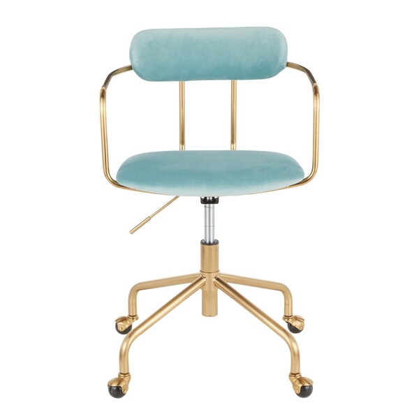 Lumisource Demi Office Chair in Gold Metal and Light Blue Velvet - OC-DEMI AUVLBU