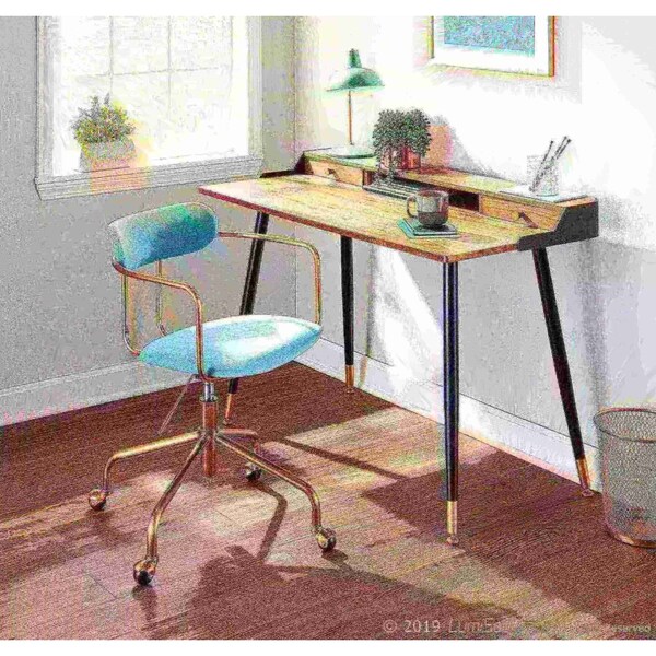 Lumisource Demi Office Chair in Gold Metal and Light Blue Velvet - OC-DEMI AUVLBU