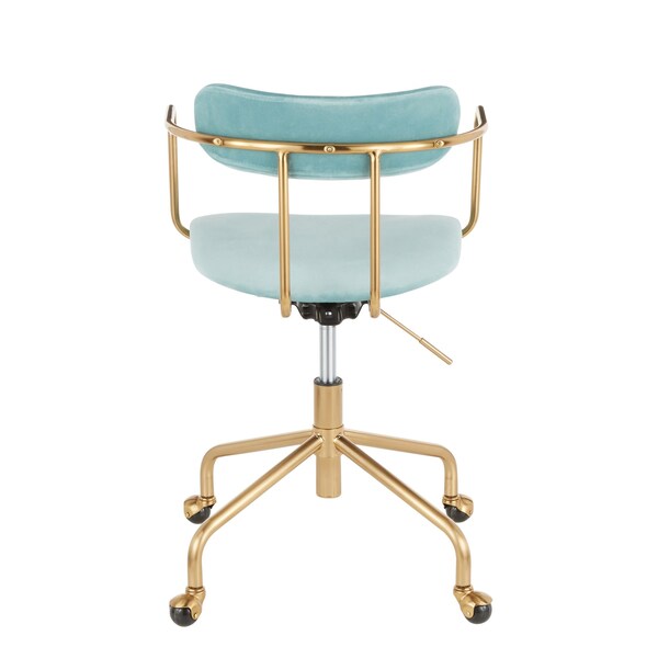 Lumisource Demi Office Chair in Gold Metal and Light Blue Velvet - OC-DEMI AUVLBU