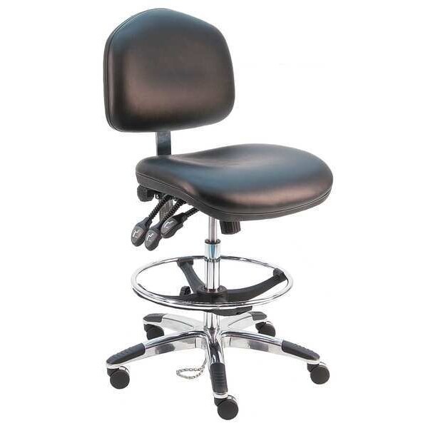 Benchpro Ergonomic Chair Ergonomic Chair, 21" to 31" Height, Vinyl, Black - WAT-DCRB-TLC-WW-BLACK